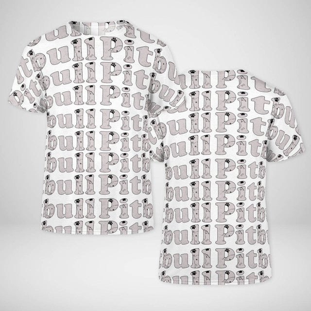 Pitbull Spelled Out All Over T-shirt