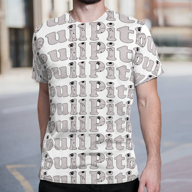 Pitbull Spelled Out All Over T-shirt