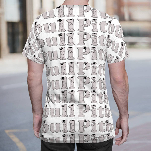Pitbull Spelled Out All Over T-shirt