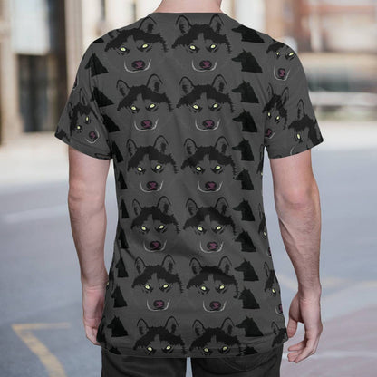 Siberian Husky All Over Black T-shirt