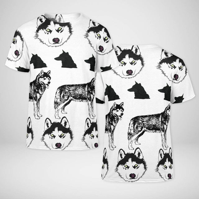 Siberian Husky All Over White T-shirt