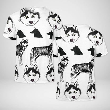 Siberian Husky All Over White T-shirt