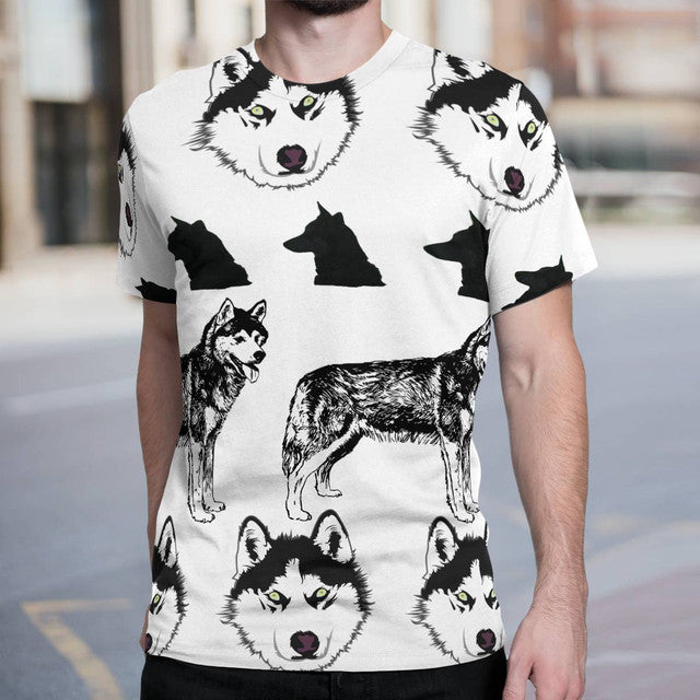 Siberian Husky All Over White T-shirt