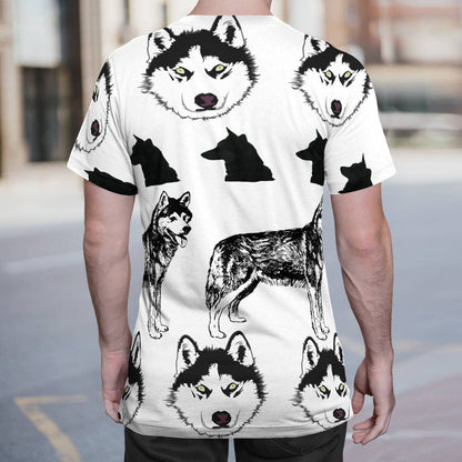 Siberian Husky All Over White T-shirt