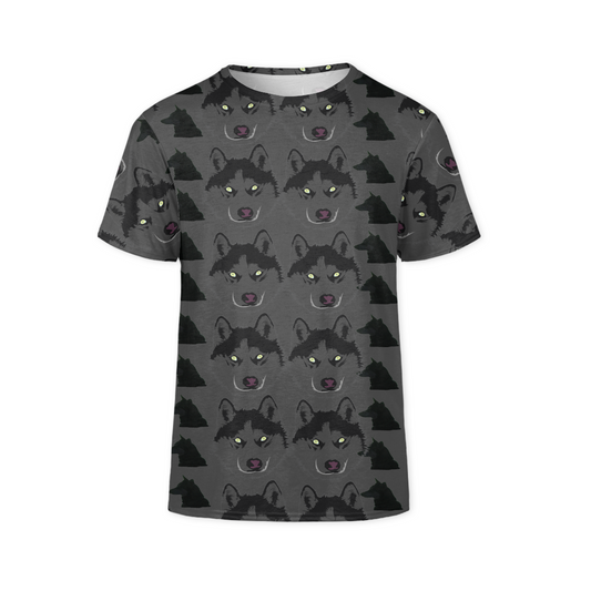 Siberian Husky All Over Black T-shirt